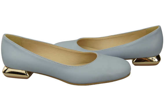 Dámské lodičky Světle modré lodičky s ozdobným podpatkem Přírodní kůže 209 ElitaBut