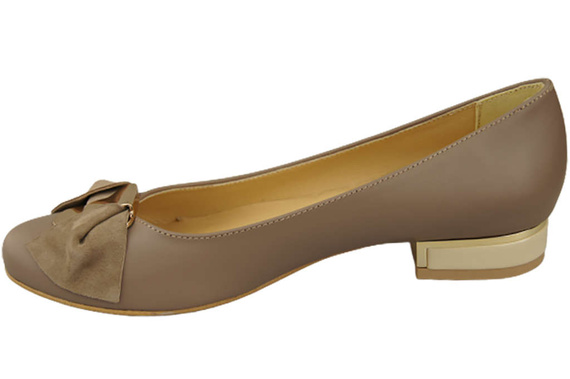 Dámské baleríny z přírodní kůže Cappuccino Dark 894 ElitaBut