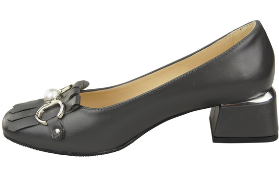 Dámská obuv Dámské lodičky se střapcem Graphite Natural leather 195 ElitaBut