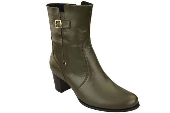 Obuv Dámské boty Oliwkowe Ocieplane Přírodní kůže 882 Z ElitaBut