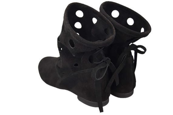 Obuv Dámské kozačky z přírodní kůže Velour Black 160 ElitaBut