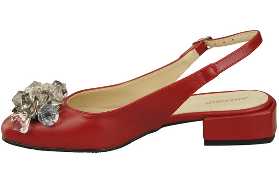 Dámská obuv Červené sandály s krystaly Přírodní kůže 215 ElitaBut