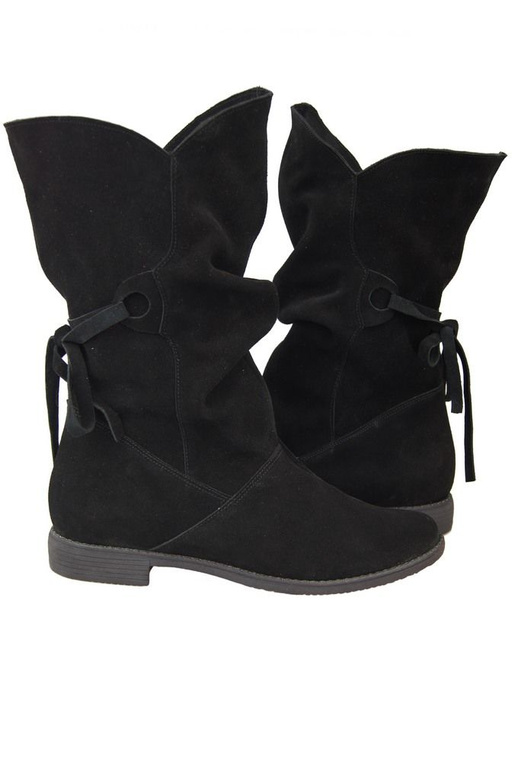 Obuv Dámské kozačky Černé Zimní přírodní kůže velur 999 Z ElitaBut