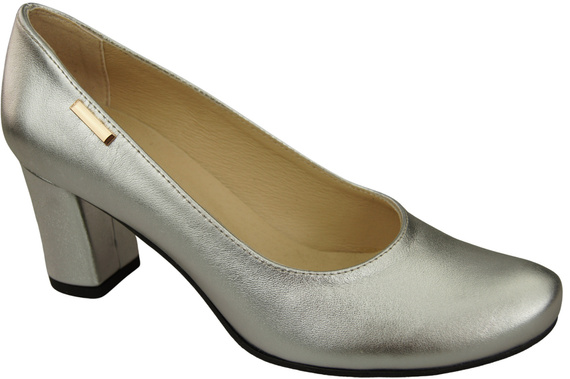Dámské boty Classic Silver Natural Leather Almond Nose pumps 201 ElitaBut