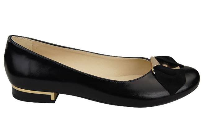 Dámská baletní obuv z přírodní kůže černá lesklá 894 ElitaBut