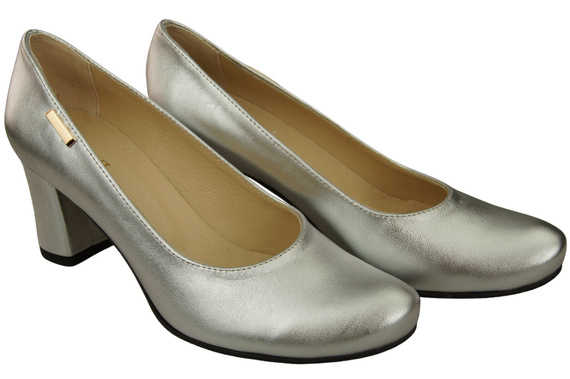 Dámské boty Classic Silver Natural Leather Almond Nose pumps 201 ElitaBut