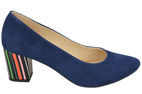 Dámská obuv Navy Blue Suede Leather Decorative Heel 158 With ElitaBut