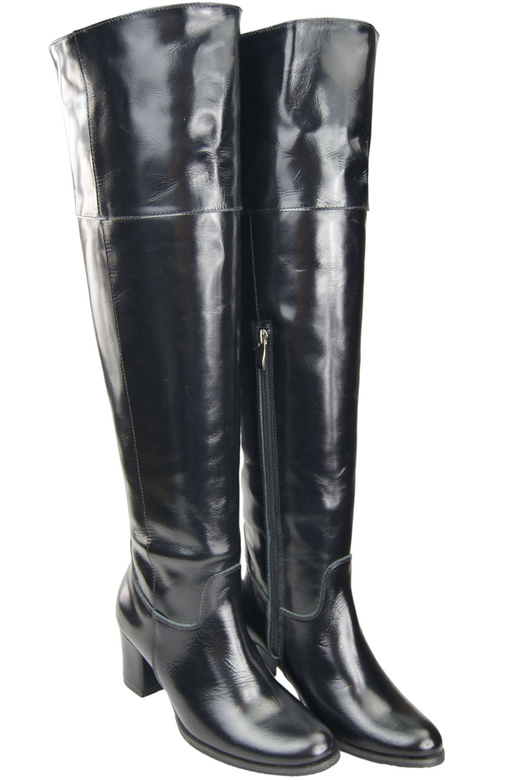 Dámské boty Black Shiny Musketeers High over the knee natural leather 190 ElitaBut