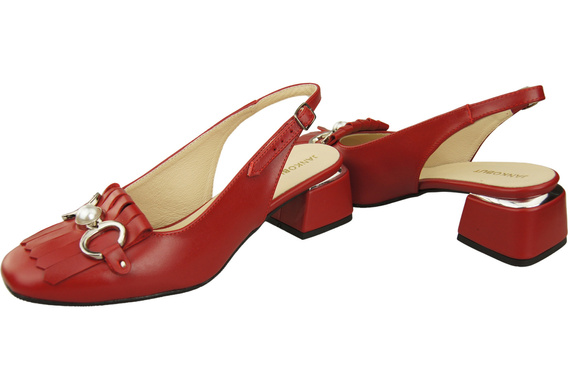 Dámská obuv Červené sandály zdobené třásněmi Přírodní kůže 208 ElitaBut