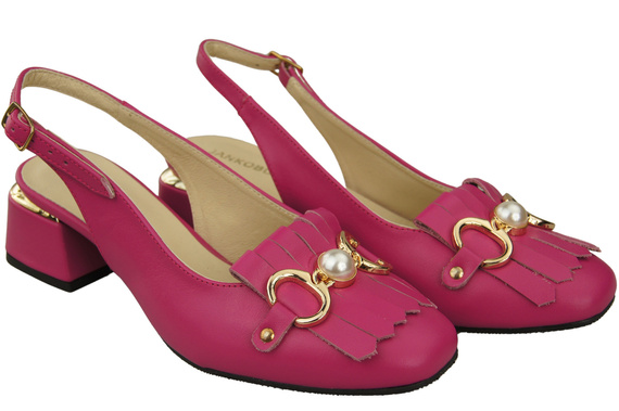 Dámská obuv Fialové sandály zdobené třásněmi Přírodní kůže 208 ElitaBut