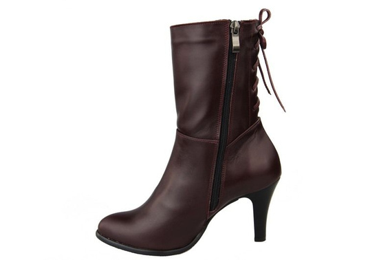 Obuv Zimní dámské boty z přírodní kůže Maroon 978 Z ElitaBut