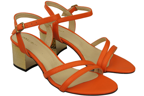 Dámská obuv Oranžová přírodní kůže 197 Smyslně odhalující nohy Sandály ElitaBut