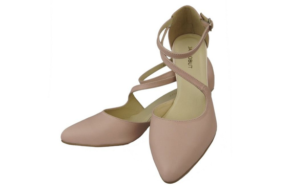 Dámská obuv Sandály Nízký Stiletto Kožené Powder Pink 990 ElitaBut