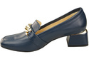 Dámská obuv Navy Blue with Embellished Chain Moccasin pumps Přírodní kůže 193 ElitaBut