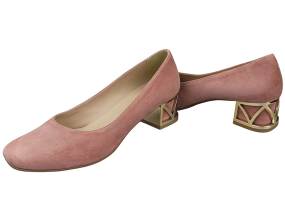 Pohodlné dámské boty Cukrově Růžová lodičky s ozdobným podpatkem Přírodní semišová kůže 219 Od ElitaBut