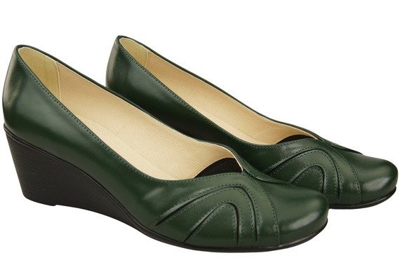 Boty na kotníku Emerald Green Dámské přírodní kožené lodičky 828 ElitaBut