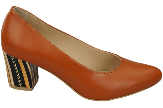 Dámská obuv Červené lodičky z přírodní kůže s ozdobným podpatkem 158 ElitaBut