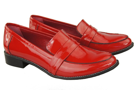 Dámské mokasíny z přírodní kůže Červený lak 139 ElitaBut