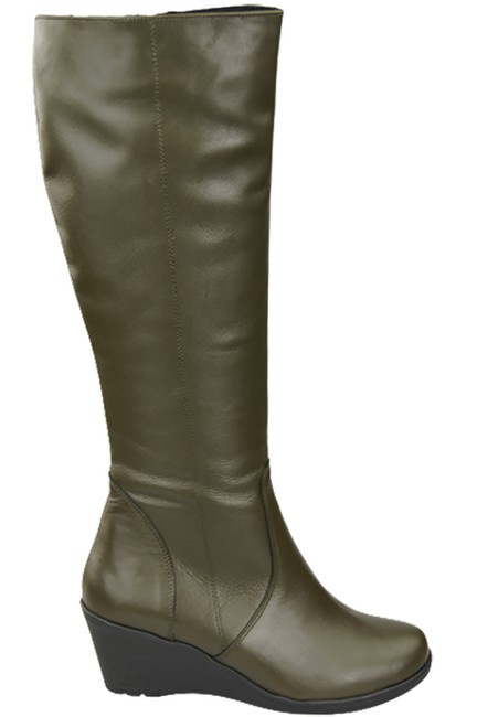 Obuv Dámské kotníkové boty Přírodní kůže Olive 177 ElitaBut