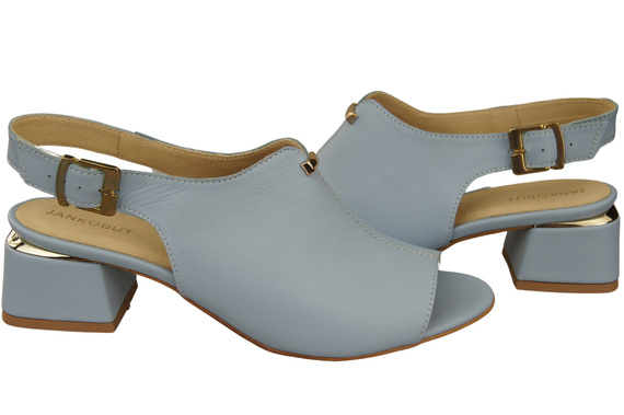 Dámská obuv Sandály Light Blue Gold Buckle Natural Leather 198 ElitaBut