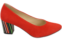 Dámská obuv Červená semišová obuv z přírodní kůže s ozdobným podpatkem 158 s ElitaBut