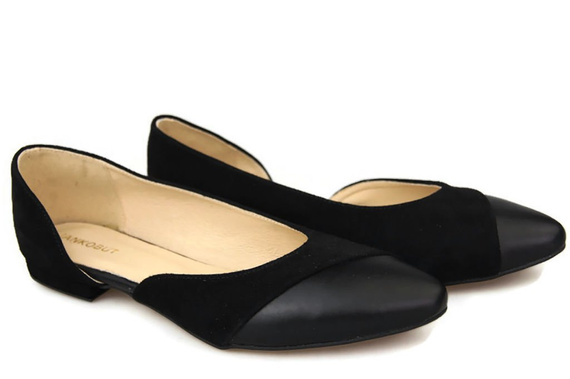 Dámské baleríny Černá přírodní kůže 146 ElitaBut