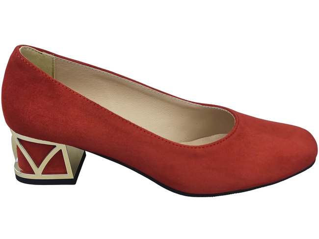 Pohodlné dámské boty Červená lodičky s ozdobným podpatkem Přírodní semišová kůže 219 Od ElitaBut