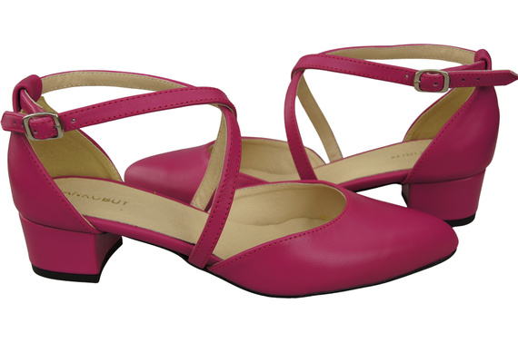 Dámské Sandály Kožené Purpurový s Pásky na Nízkém Podpatku 223 ElitaBut