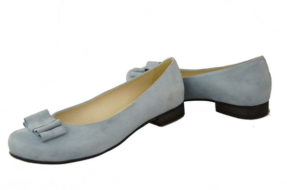 Dámské baleríny Bright Blue Suede leather 126 ElitaBut