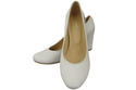 Dámské boty Classic White Natural Leather Almond Nose pumps 201 ElitaBut