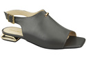 Pohodlné dámské sandály Graphite Flat Gold Heel Natural Leather 207 ElitaBut