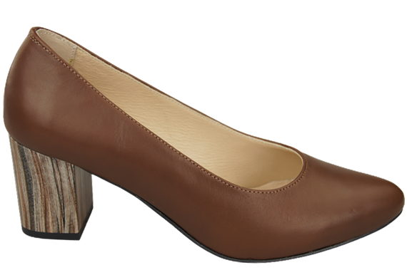 Dámská obuv Hnědá přírodní kůže s ozdobným podpatkem 157 ElitaBut