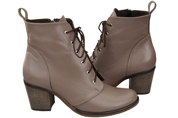 Obuv Dámské boty Cappuccino Dark Lace-up Winter Natural Leather 188 Z ElitaBut