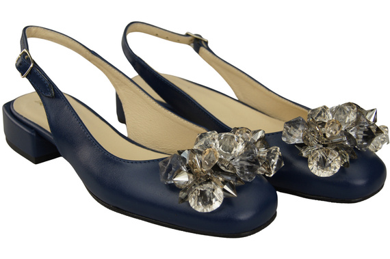 Dámská obuv Navy blue sandály s krystaly Přírodní kůže 215 ElitaBut