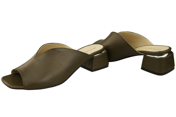 Dámská obuv Žabky na podpatku Olive Natural Leather 210 ElitaBut