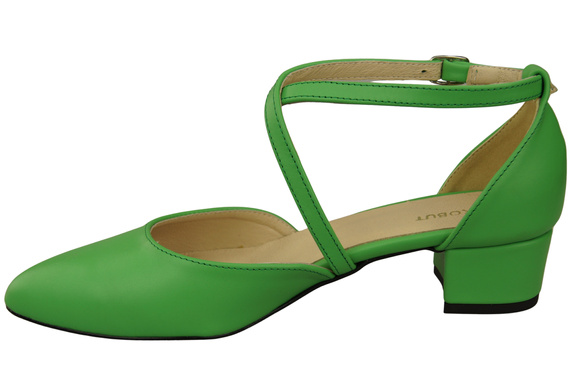 Dámské Sandály Kožené Lime s Pásky na Nízkém Podpatku 223 ElitaBut