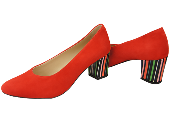 Dámská obuv Červená semišová obuv z přírodní kůže s ozdobným podpatkem 158 s ElitaBut