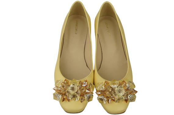 Dámské lodičky Banana s krystaly ploché Přírodní kůže 216 ElitaBut