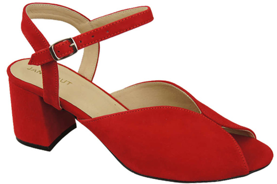 Dámská obuv Červené semišové kožené sandály 185 ElitaBut