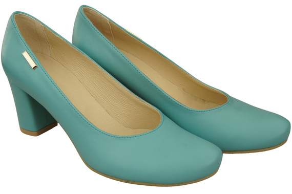 Dámské boty Classic Turquoise Natural Leather Almond Nose pumps 201 ElitaBut