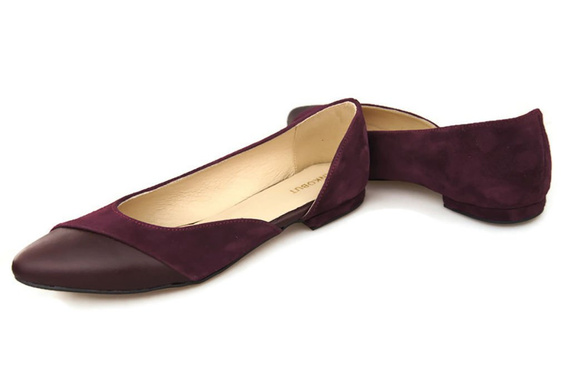 Dámské baleríny Maroon Natural Leather 146 ElitaBut