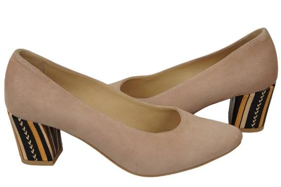 Dámská obuv Pink Suede Natural Leather Decorative Heel 158 With ElitaBut