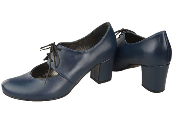 Obuv Dámské polobotky z přírodní kůže Námořnická modrá 161 ElitaBut