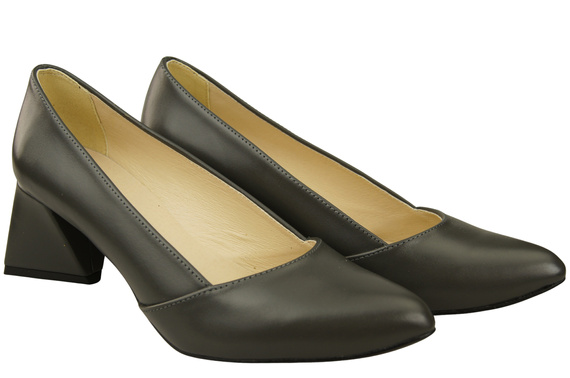 Dámské Lodičky Grafit Pravá Kůže Špičatá Špička Podpatek ElitaBut 221