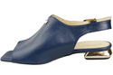Pohodlná dámská obuv Sandály Navy Blue Flat Gold Heel Natural Leather 207 ElitaBut