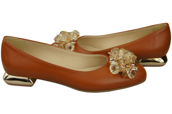 Dámské červené lodičky s krystaly z přírodní kůže 216 ElitaBut