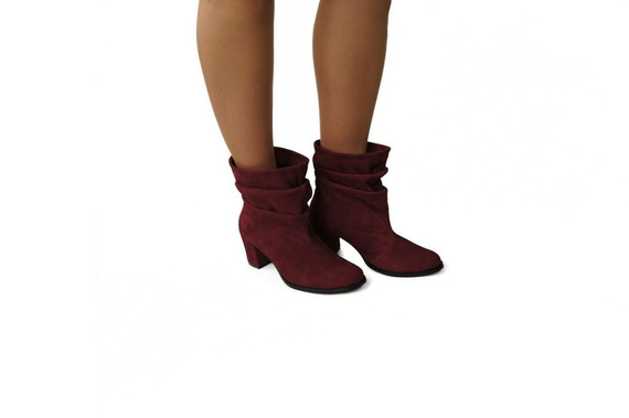 Dámská obuv Přírodní kůže Maroon kozačky 986 ElitaBut