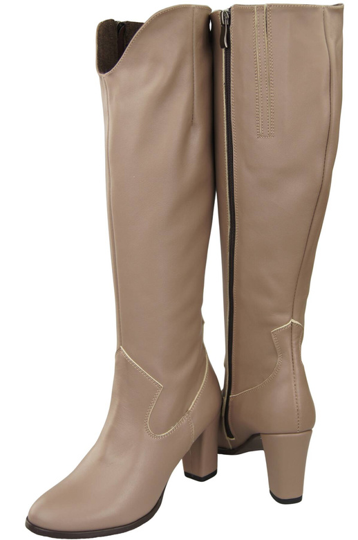 Stylová obuv Dámské kozačky Cappuccino Dark On Stiletto přírodní kůže 211 ElitaBut