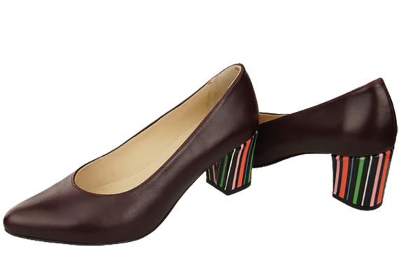 Dámské boty Bordó boty z přírodní kůže s ozdobným podpatkem 158 ElitaBut