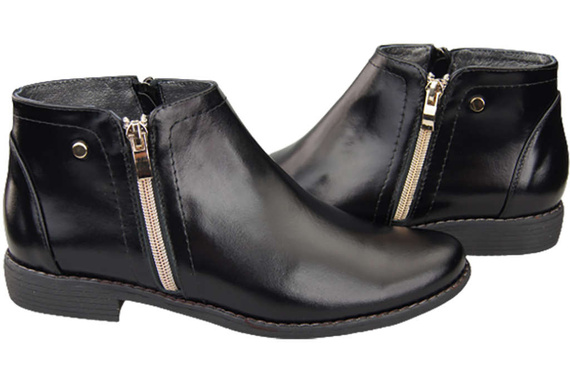 Dámská obuv Dámské boty černé lesklé zateplené přírodní kůže 872 s Elitabut